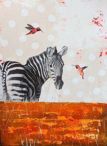 Original Abstract Expressionism Animal Mixed Media by Maryline Lemaitre