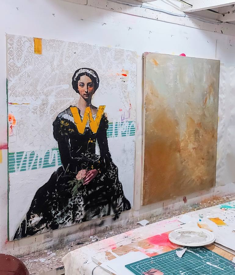 Original Abstract Expressionism Women Mixed Media by Maryline Lemaitre