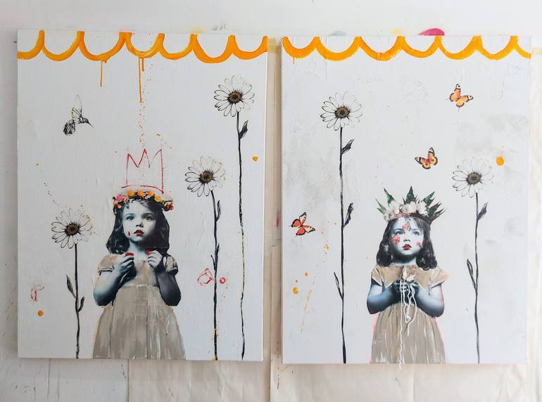 Original Abstract Expressionism Children Mixed Media by Maryline Lemaitre