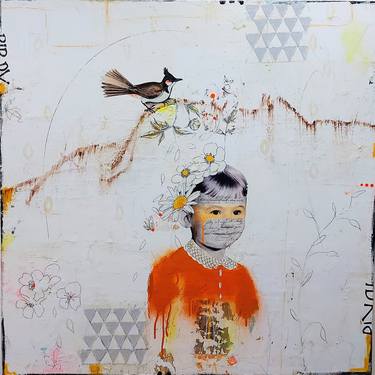 Original Abstract Expressionism Children Mixed Media by Maryline Lemaitre