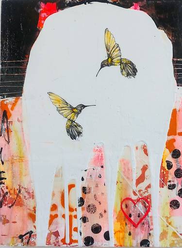 Original Abstract Animal Mixed Media by Maryline Lemaitre