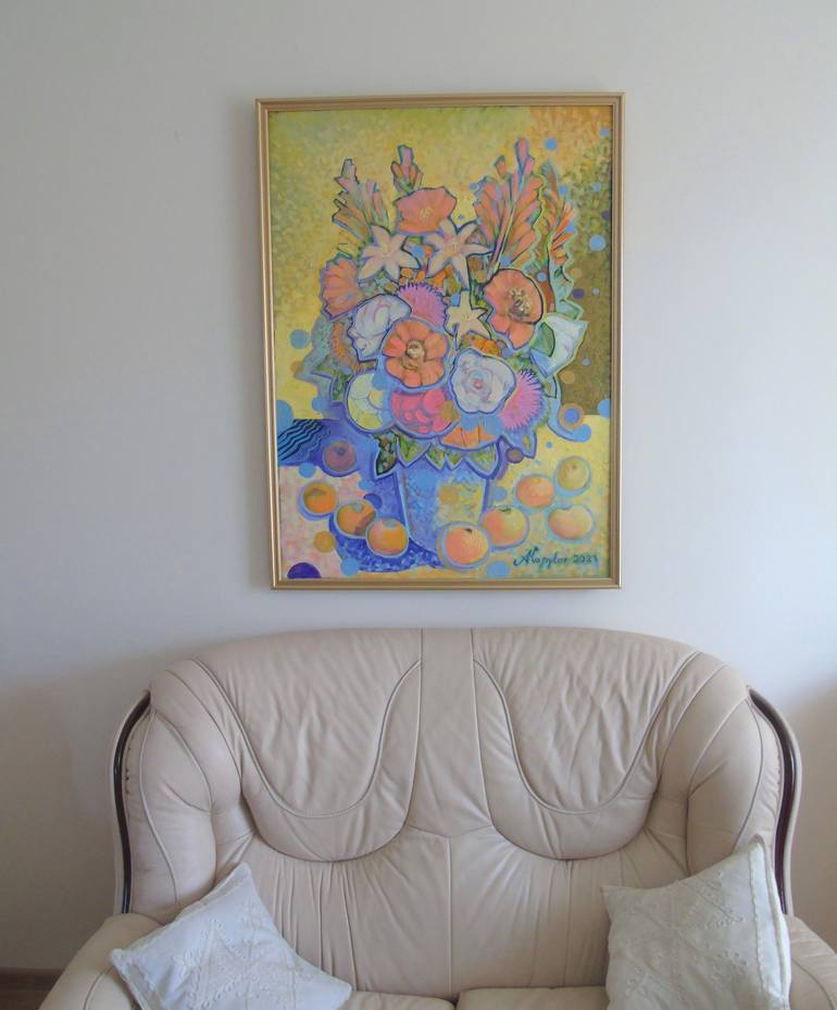 Original Art Deco Floral Painting by Alex Kopylov