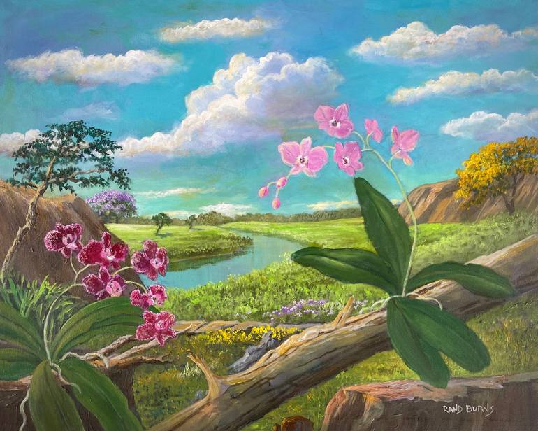 Original Floral Painting by Randy Burns | Realism Art on Canvas | The Ethereal World. Orchids And Morning Light.