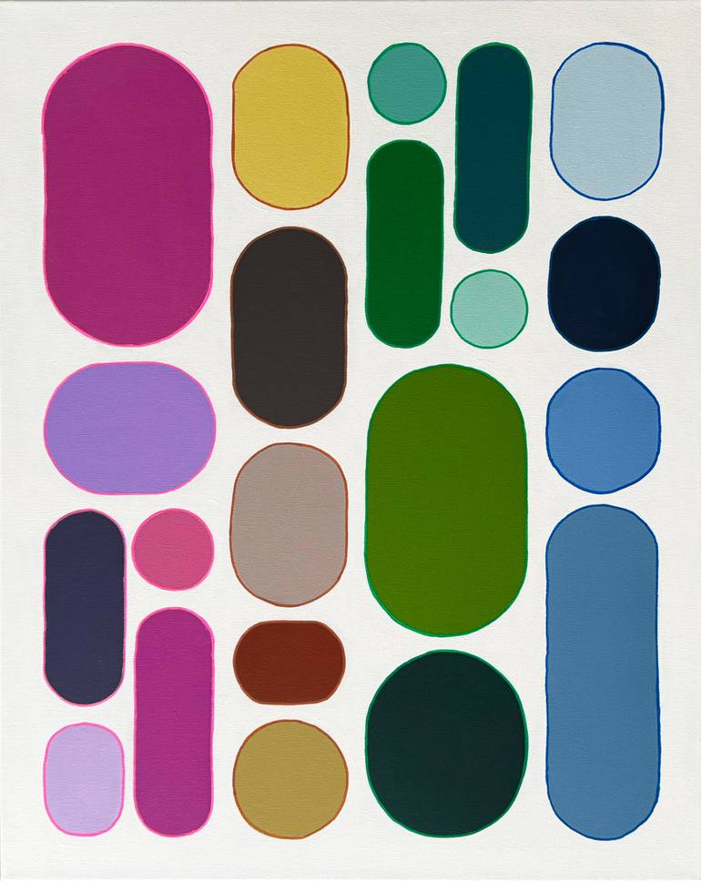 Retro Modern I - Colorful Mid-Century Modern Abstract Original Painting by elena alexander
