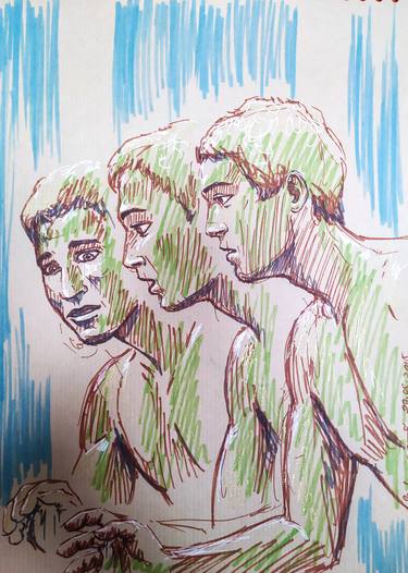 Original Figurative Men Drawings by Sandra Issa