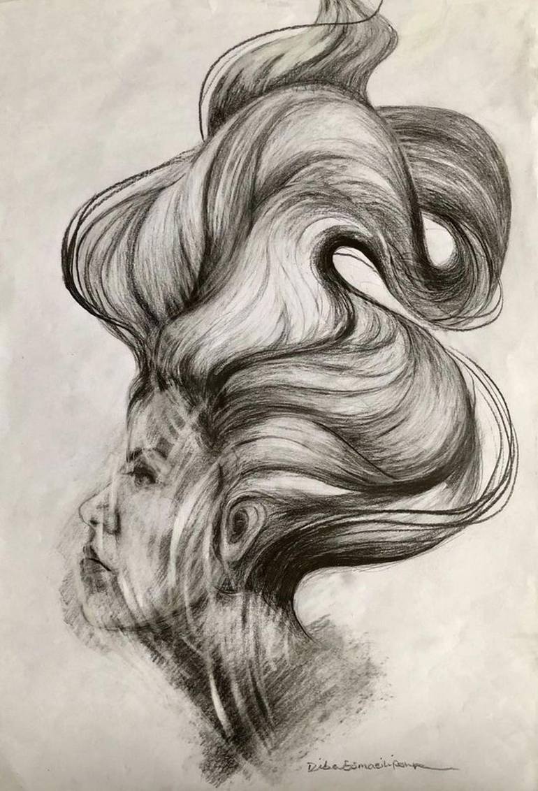 Print of Portraiture Women Drawings by Diba Esmaeilipour
