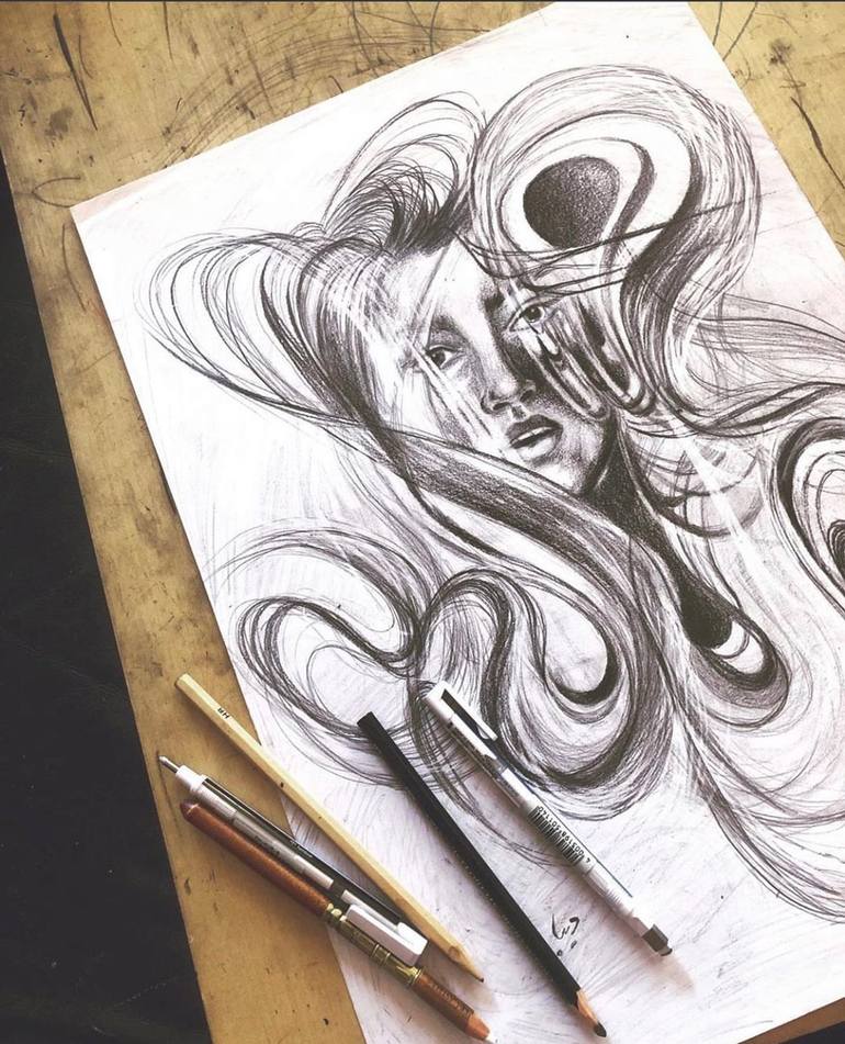 Original Contemporary Women Drawing by Diba Esmaeilipour