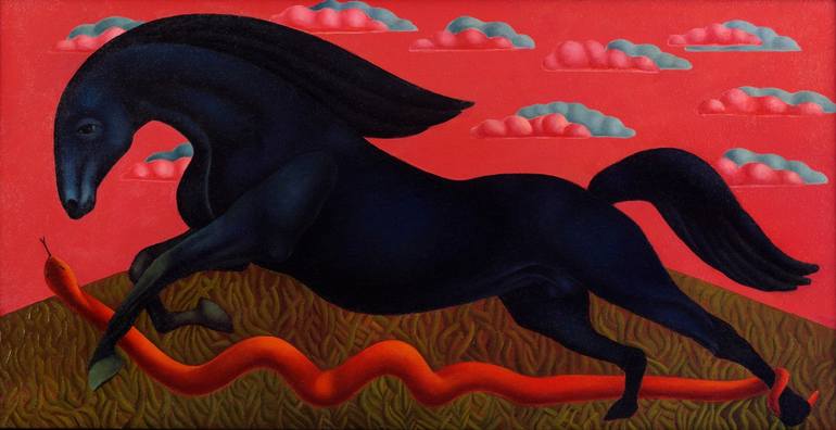 Original Art Deco Horse Paintings by Irma Gelantia