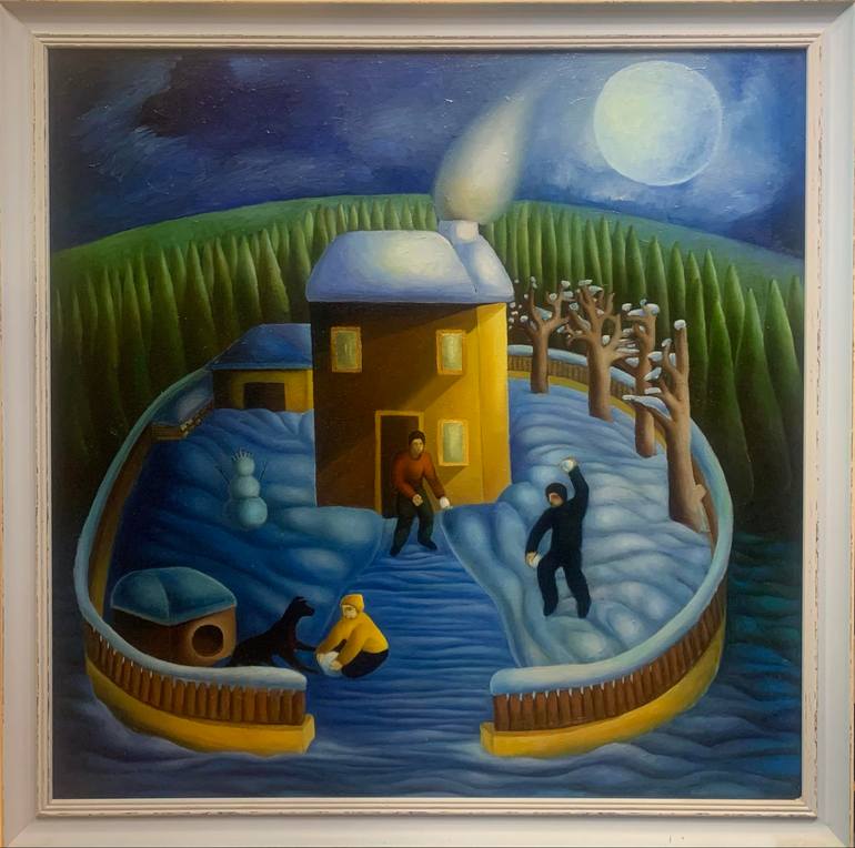 Original People Painting by Irma Gelantia | Art Deco Art on Canvas | New Year's Eve