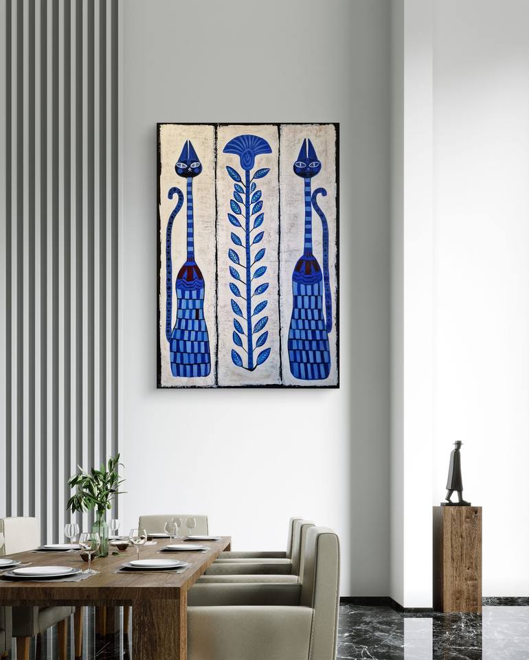 Original Contemporary Cats Painting by Aachen Diana