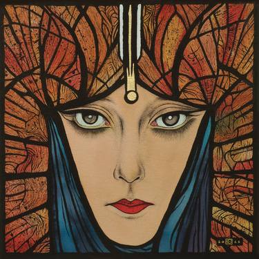 Original Art Deco Fantasy Drawing by Carlos Jimeno