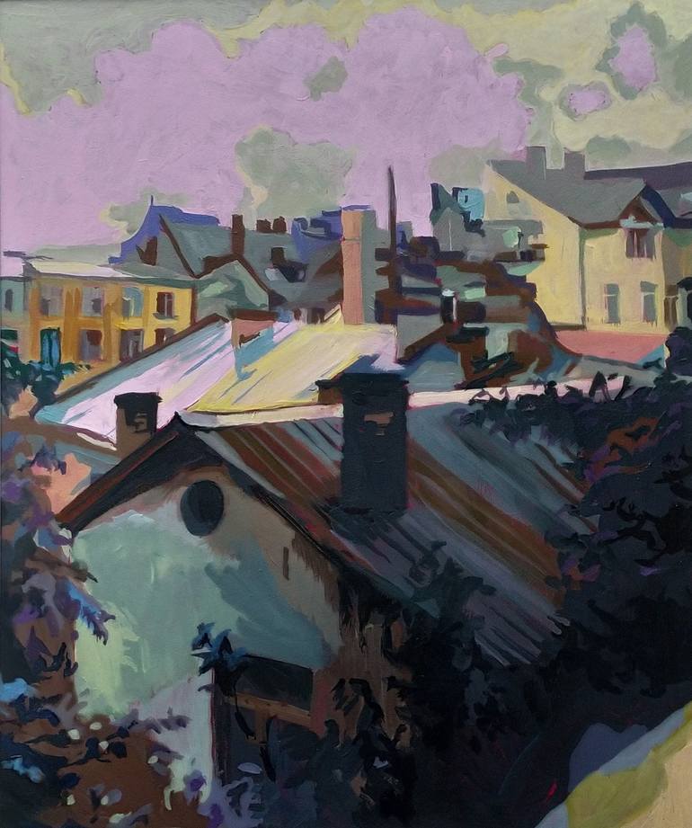 Original Abstract Architecture Painting by Tatiana Rudenko