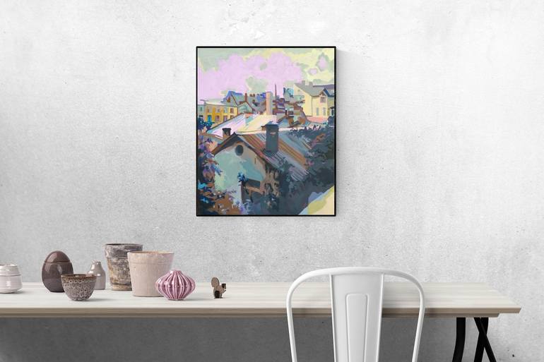 Original Abstract Architecture Painting by Tatiana Rudenko