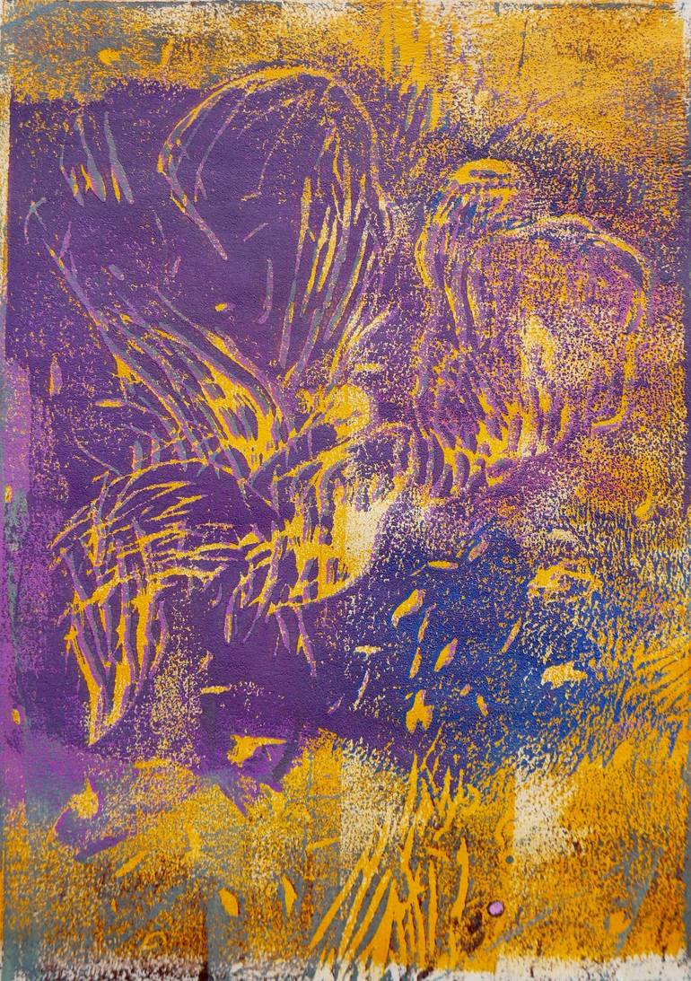 Original Fauvism Floral Printmaking by Clotaire Lehoux