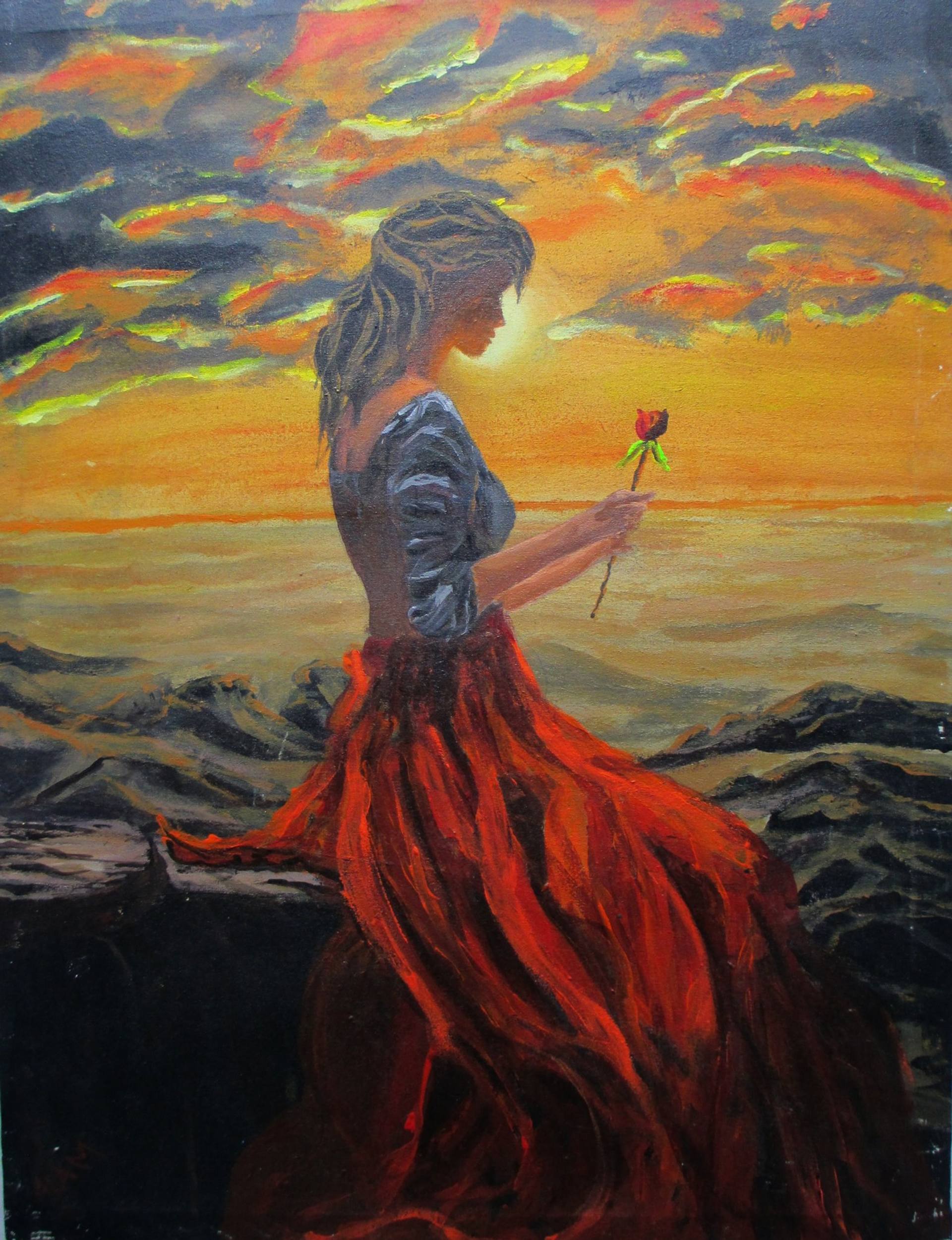 Lonely girl Painting by Alam Zeb | Saatchi Art Canada