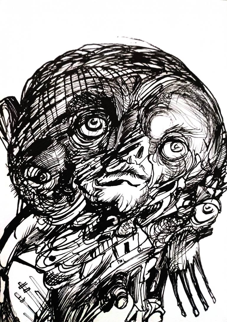 Original Surrealism Body Drawing by Marko Kulinovic