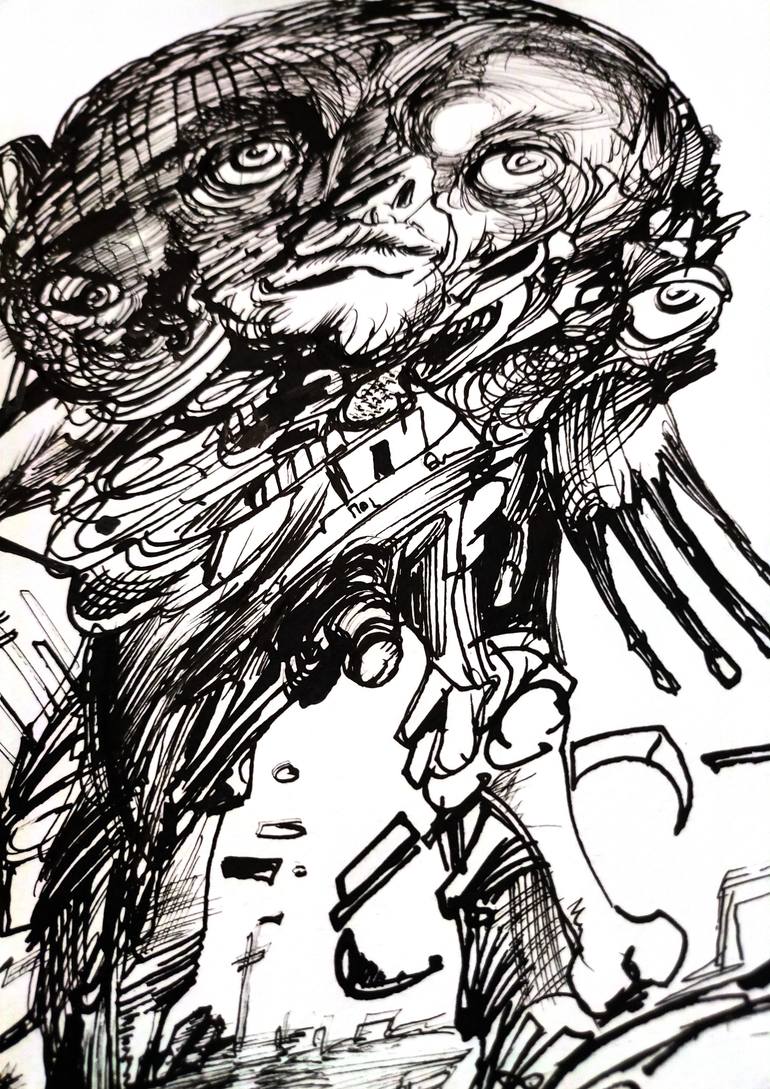 Original Surrealism Body Drawing by Marko Kulinovic