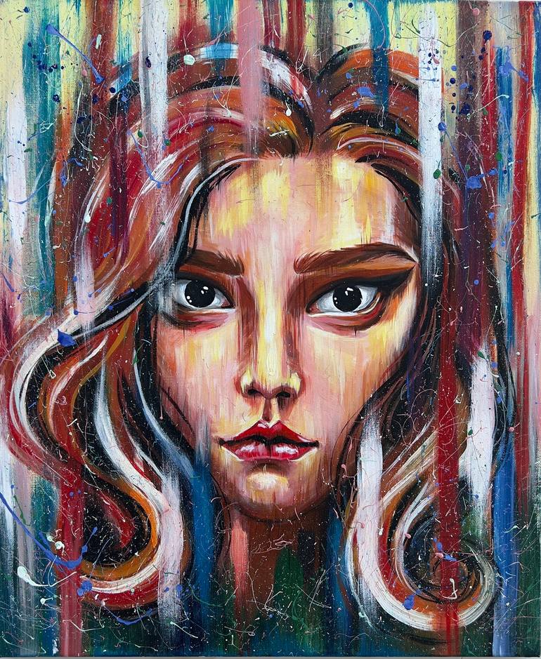 Original Women Painting by Juliya Layla | Portraiture Art on Canvas | The Queen's Gambit