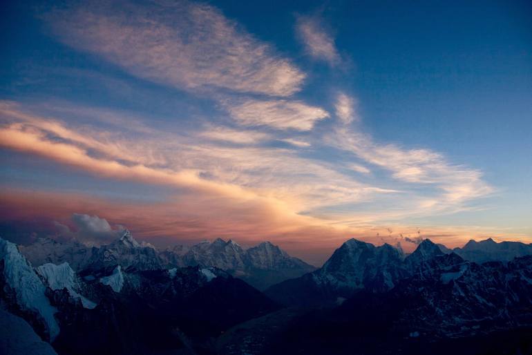 Original Landscape Photography by Aleksandr Kuznetsov | Documentary Art on Paper | Ama Dablam. Sunset over the Himalayas.