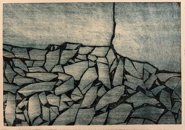 Original Abstract Landscape Mixed Media by Kateryna Barvinska