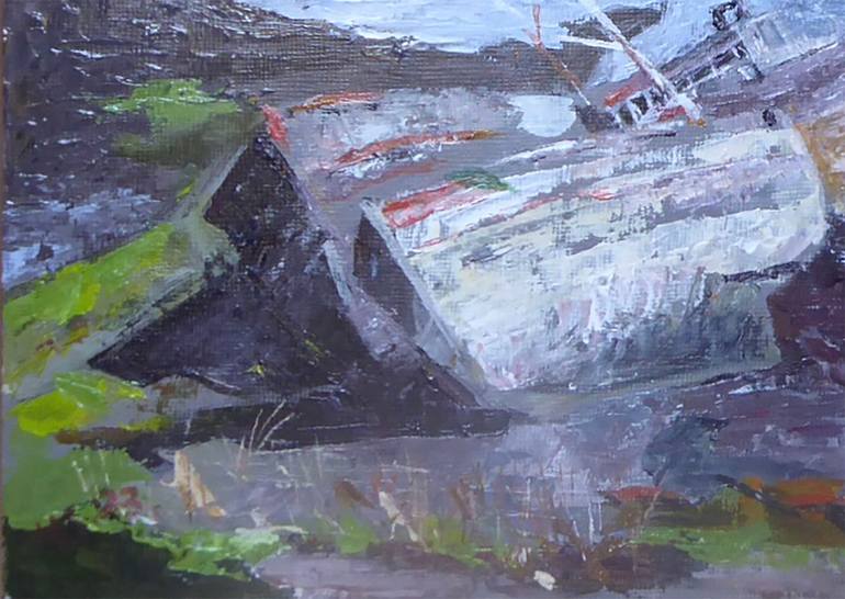 Original Impressionism Boat Painting by Helen Smart