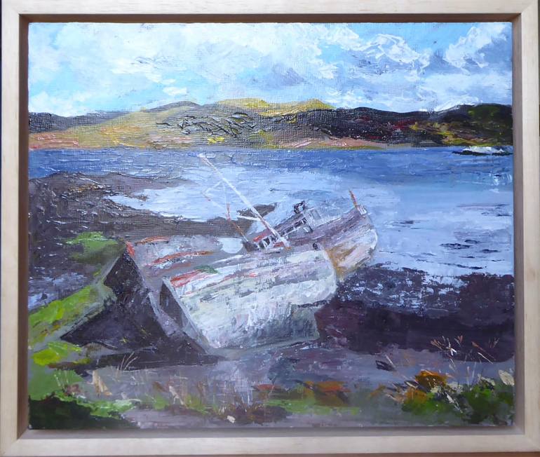 Original Impressionism Boat Painting by Helen Smart
