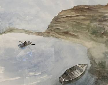 Original Impressionism Boat Mixed Media by Nancy Amert