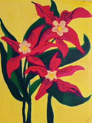Original Art Deco Floral Paintings by Umme Nazmun