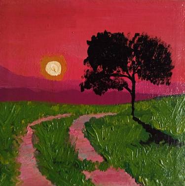 Original Art Deco Landscape Painting by Umme Nazmun