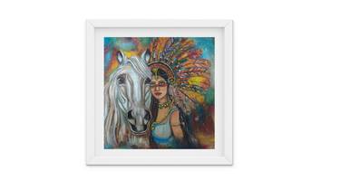 Original Folk Horse Mixed Media by Swetha Jakulla