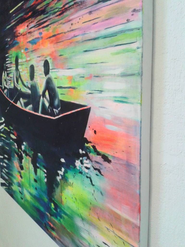 Original Expressionism Boat Painting by Tanja Vetter