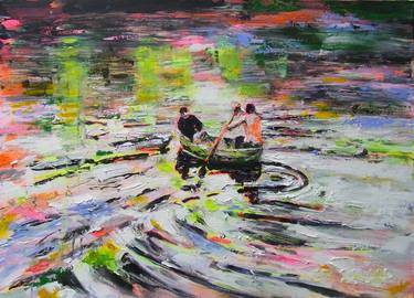 Original Expressionism Boat Paintings by Tanja Vetter