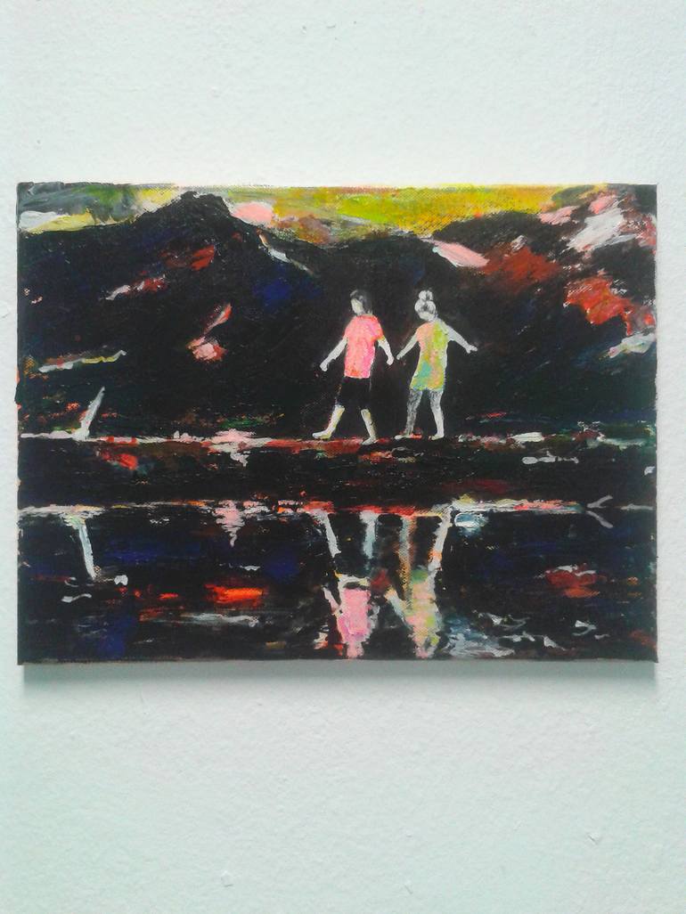 Original Expressionism Children Painting by Tanja Vetter