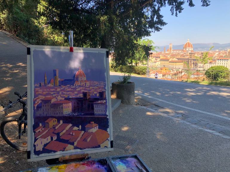 Original Impressionism Architecture Painting by Revaz Tcheishvili