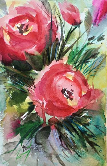 Original Floral Painting by Patricia Elliott Seitz