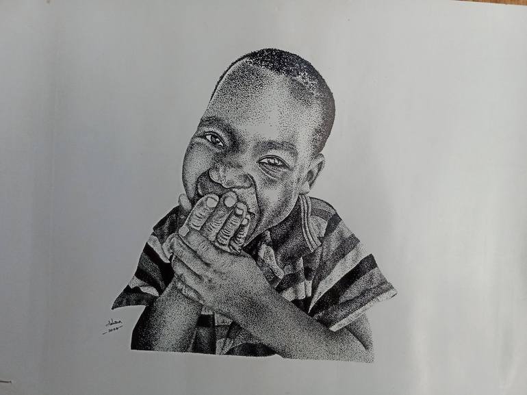 Original Portraiture Children Drawing by Edison Kachisa