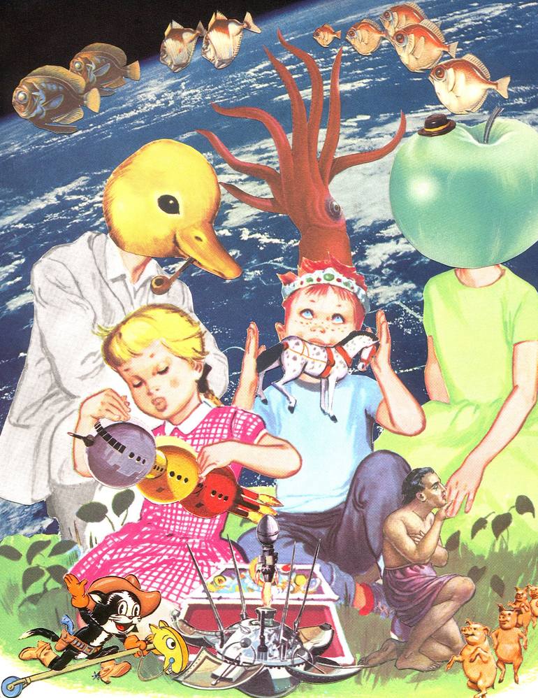Original Nature Collage by Peter Lewis | Surrealism Art on Glue | My Dad Is A Duckhead