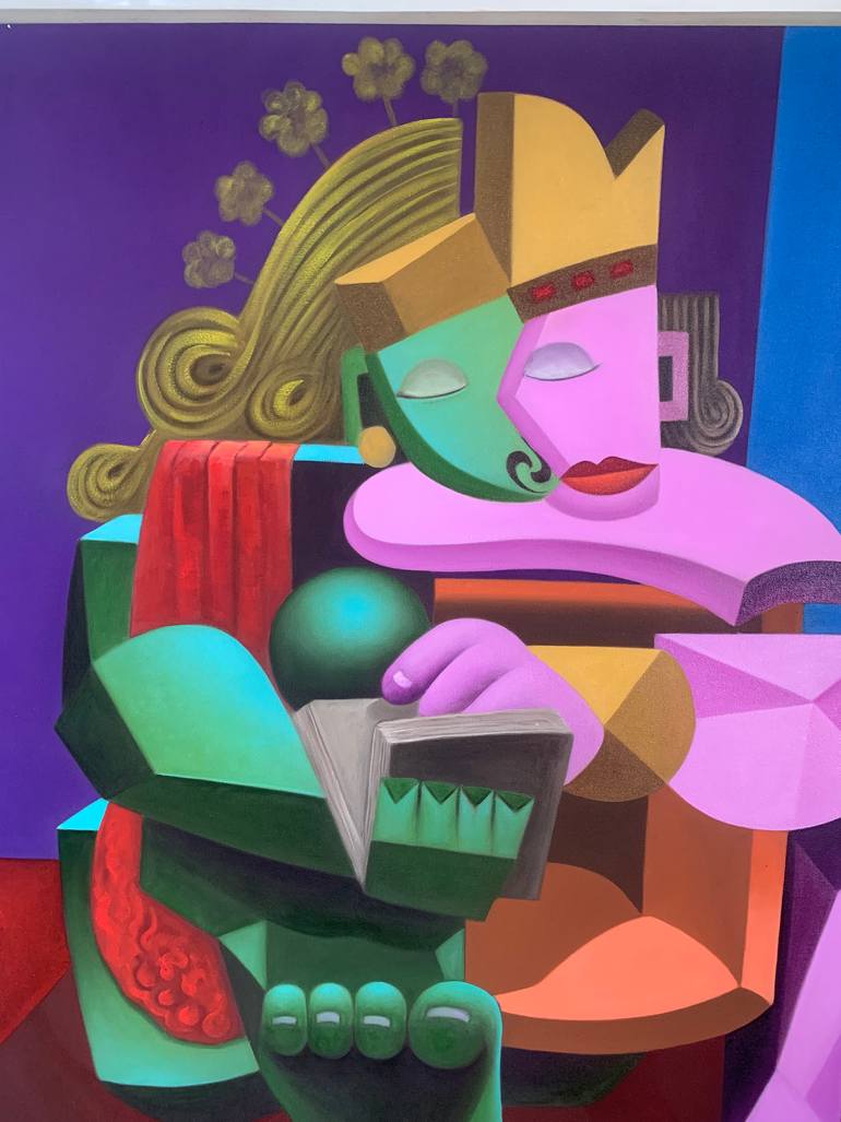 Original Cubism Classical Mythology Painting by Dahlan St