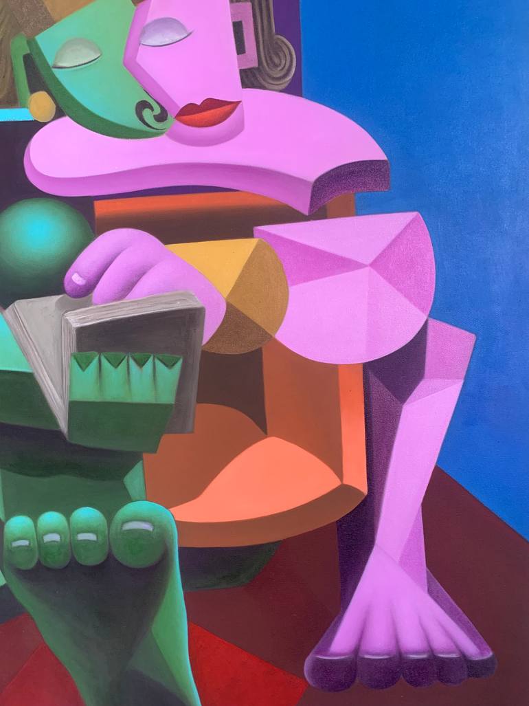 Original Cubism Classical Mythology Painting by Dahlan St