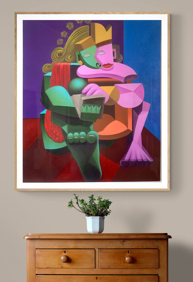 Original Cubism Classical Mythology Painting by Dahlan St