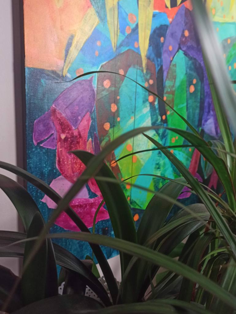 Original Abstract Floral Painting by Anna Masiul-Gozdecka