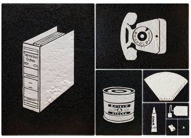 Original Black & White Geometric Mixed Media by Ralph Baudach