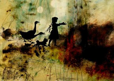 Original Figurative Children Mixed Media by eva christin laszka