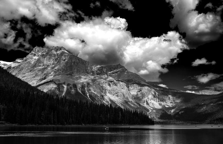 Original Landscape Photography by Mark Spowart | Black & White Art on Paper | Emerald Lake & The Rocky Mountains