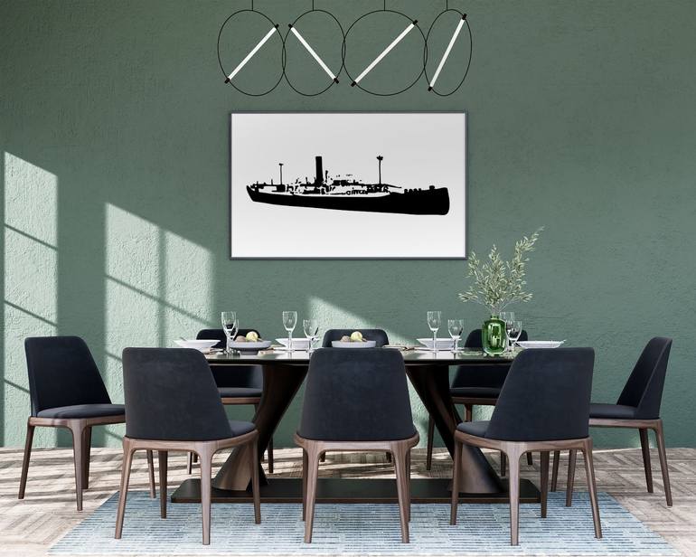 Original Black & White Boat Digital by Ivana Gille