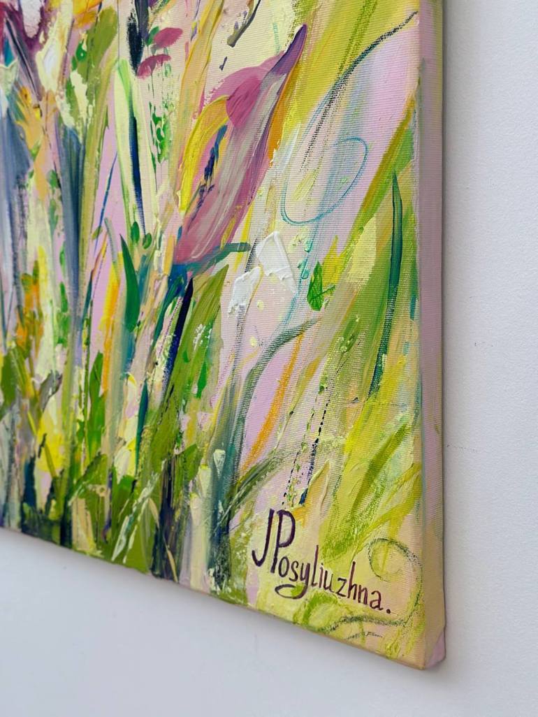 Original Expressionism Floral Painting by Yuliia Posyliuzhna