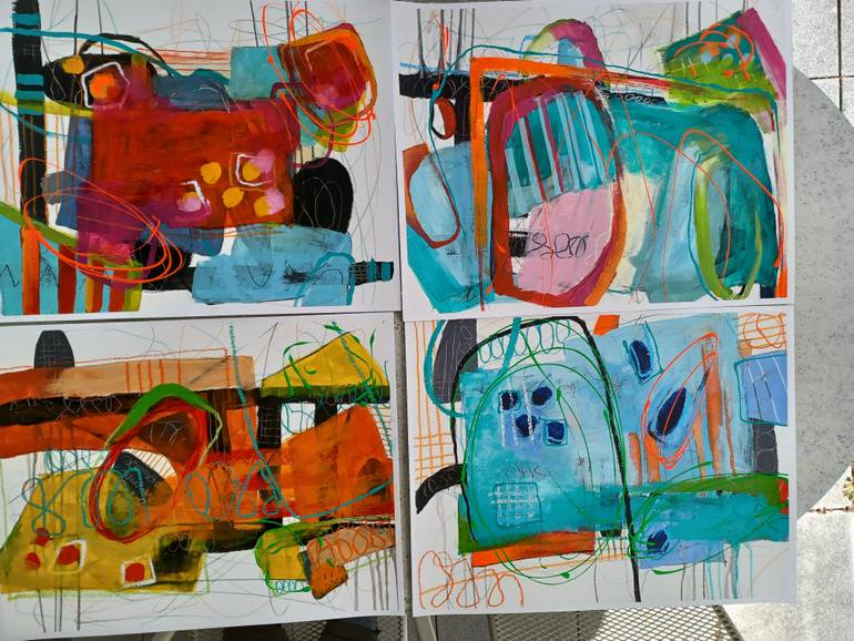 Original Abstract Expressionism Abstract Mixed Media by Anna Remensberger