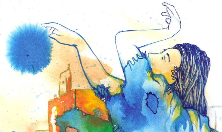 Original Abstract Expressionism Women Painting by Volodia Mesa Alvarez