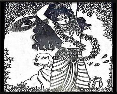 Original Black & White Religion Painting by Rupa Dhawan
