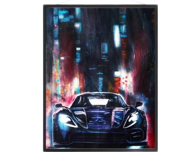 Original Glitch Landscape Painting by Laiba Atif